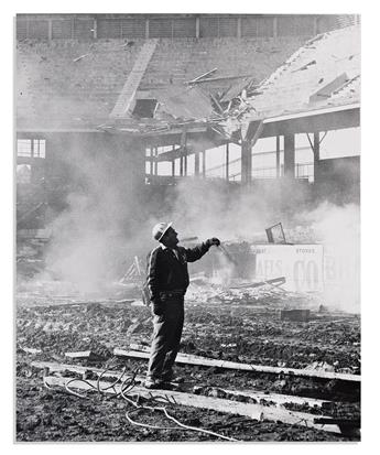 (SPORTS--BASEBALL.) Photographs of the demolition of Ebbets Field.